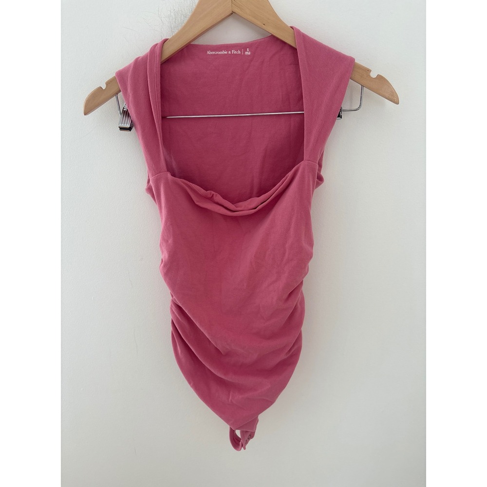Abercrombie & Fitch Pink Ruched Cowl Neck Sleeveless Bodysuit‎ Small S